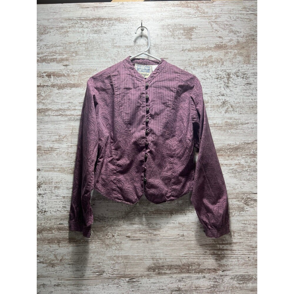 Wrangler Western Wear Purple Paisley button up blouse size M